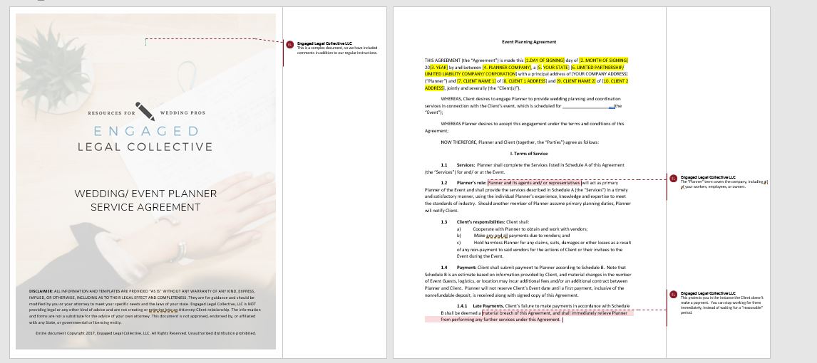 Wedding & Event Planner Contract-Contract Templates-The Engaged Legal Collective