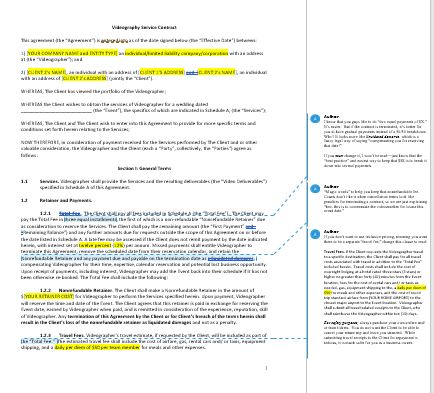Wedding Videography Contract-The Engaged Legal Collective